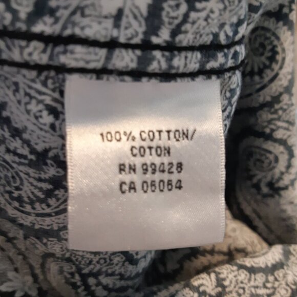 Bugatchi Uomo Mens Medium Button Up Shirt Blue Paisley Print Cotton Long Sleeve - Picture 4 of 5